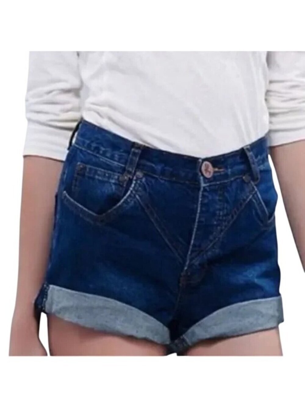 One Teaspoon Hawks High Waist Twisted Cuff Hem Jean Shorts